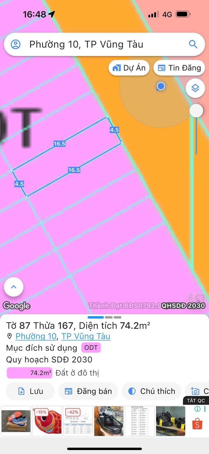 Đất nền Vũng Tàu 74m² giá 7.8 tỷ - Đối diện trường Nguyễn Thái Bình