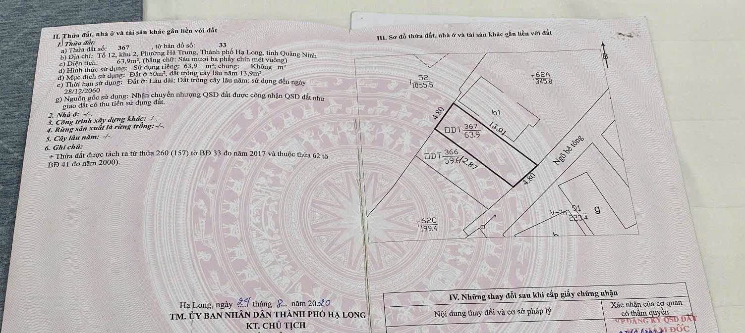 Đất nền Phường Hà Lầm, 63m² giá chỉ 1 tỷ - Đường chính ô tô vào tận nhà!