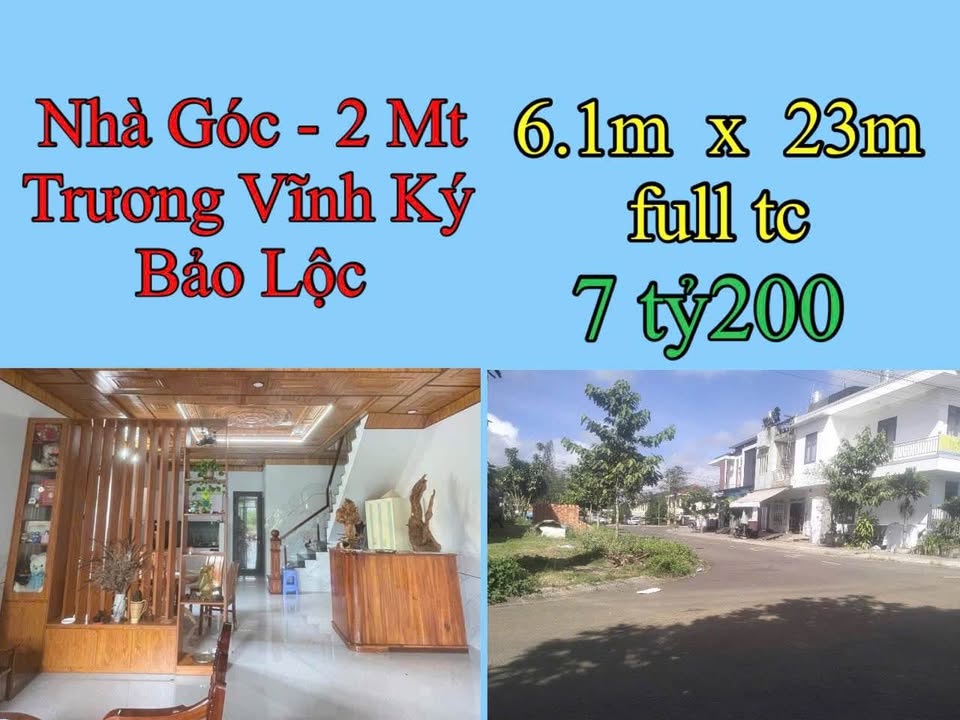 FrontHouse góc 2 mặt tiền Trương Vĩnh Ký Bảo Lộc 140.3m² giá 7.2 tỷ - Đầu tư sinh lời lý tưởng!