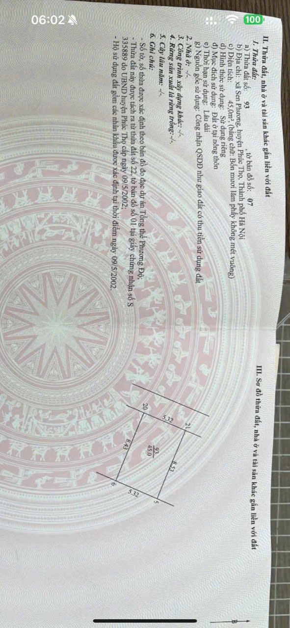 Đất nền 45m² tại Xã Sen Phương, Huyện Phúc Thọ - Giá chỉ 1.1 tỷ, ô tô vào tận nơi!