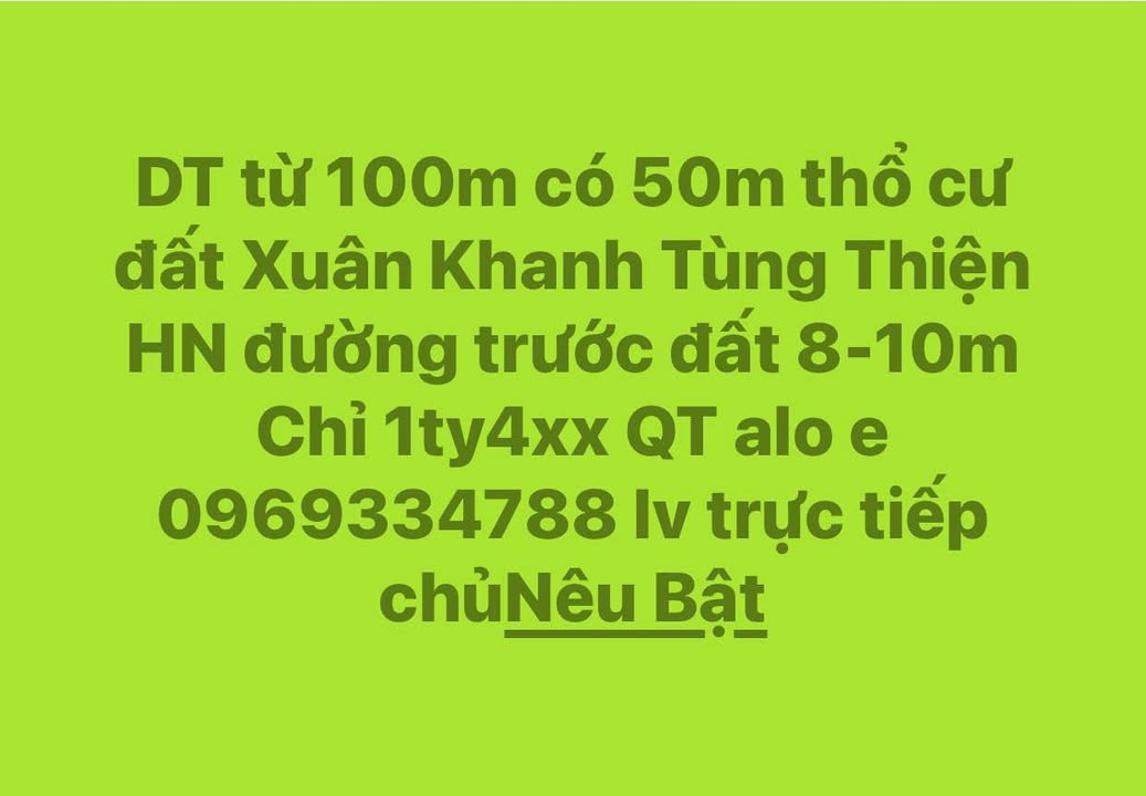 Đất thổ cư 100m² tại đường Tùng Thiện, Sơn Tây - Giá chỉ 1.4 tỷ VND!