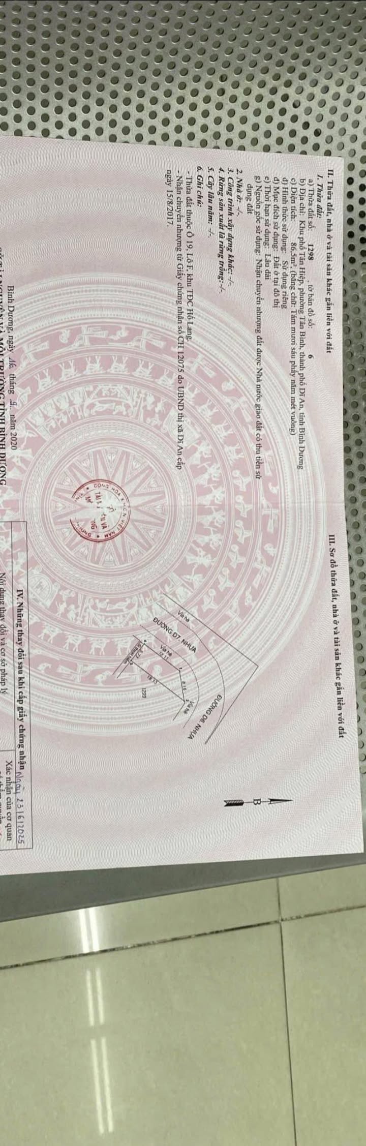 Đất nền Khu Tái Định Cư Hố Lang, Tân Hiệp, Dĩ An 86m² giá 3.5 tỷ - Đầu tư sinh lời ngay!