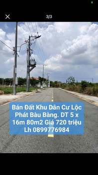 Đất nền Khu Dân Cư Lộc Phát Bàu Bàng 80m² giá 720 triệu - Cơ hội đầu tư tuyệt vời!