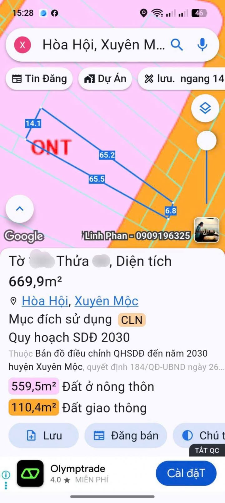 Đất nền tại xã Hòa Hội, huyện Xuyên Mộc 429m² giá 2.2 tỷ - Tặng nhà cấp 4 chính chủ!