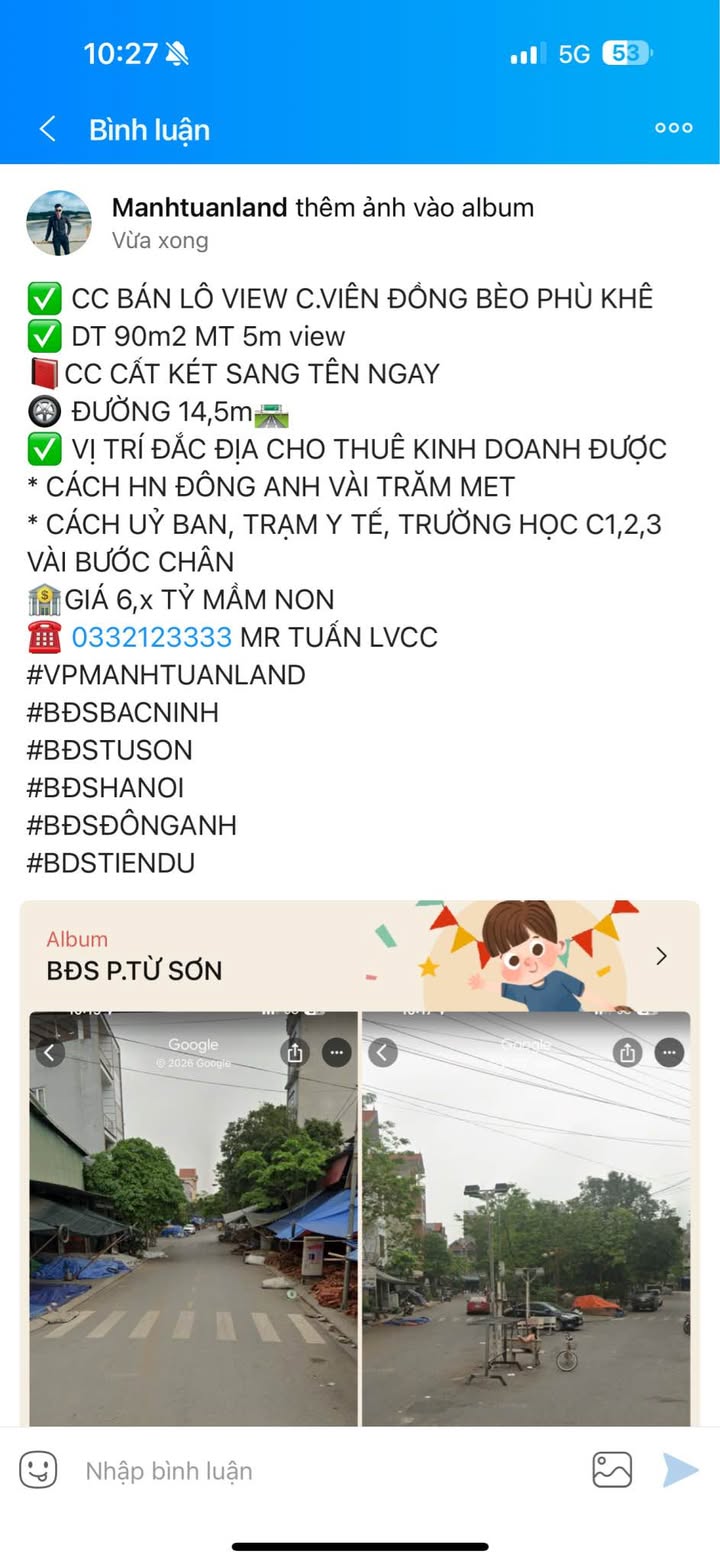 Đất nền bán tại Xã Nguyên Khê, Huyện Đông Anh 90m² giá 6 tỷ - Vị trí đắc địa cho kinh doanh!