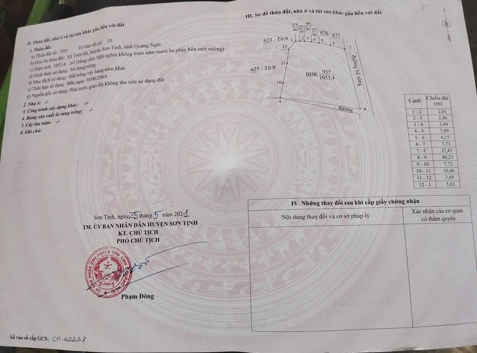 Đất nền Xã Tịnh Sơn, Huyện Sơn Tịnh, 720m² giá 190 triệu - Cơ hội đầu tư tuyệt vời!