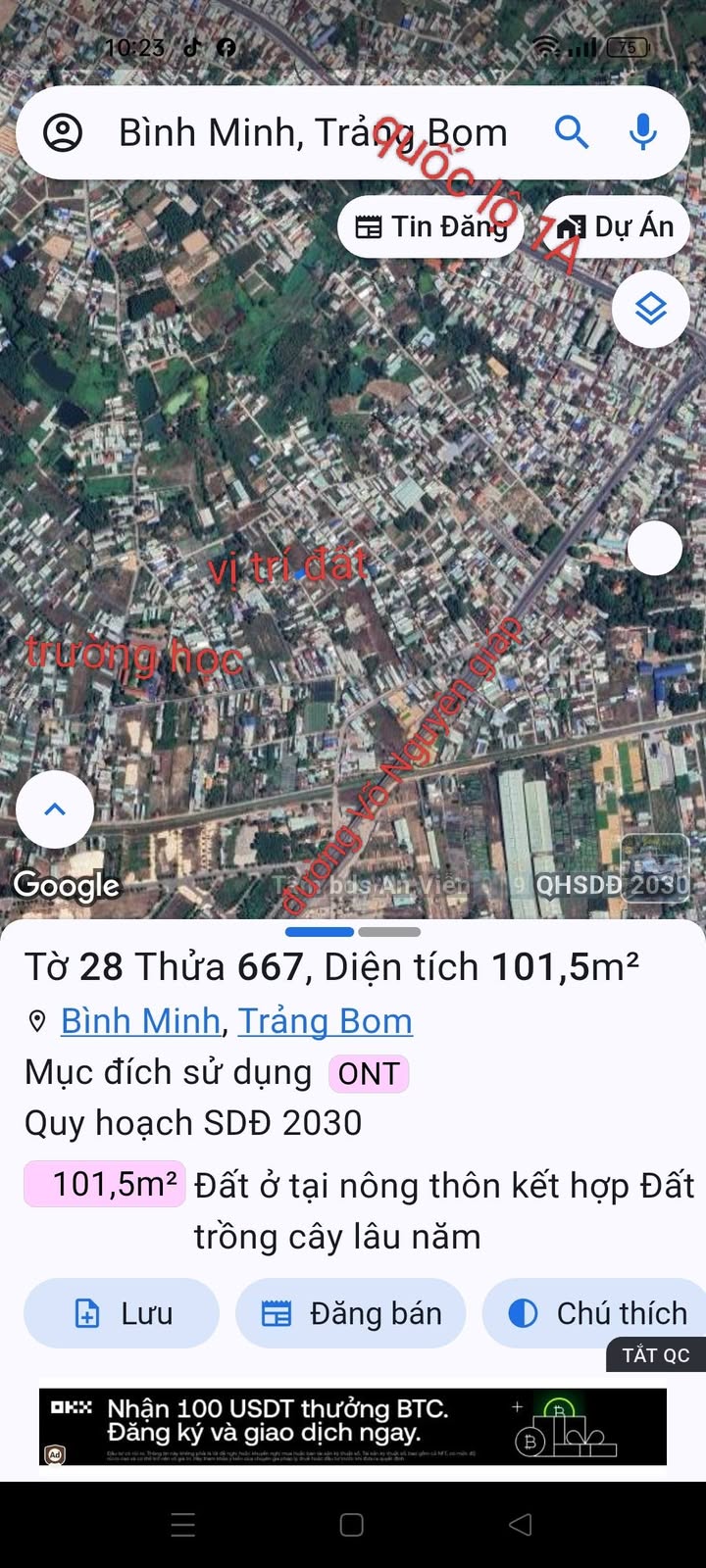 Đất thổ cư 100m² tại Bình Minh, Trảng Bom - Giá 1.2 tỷ, chính chủ bán gấp!