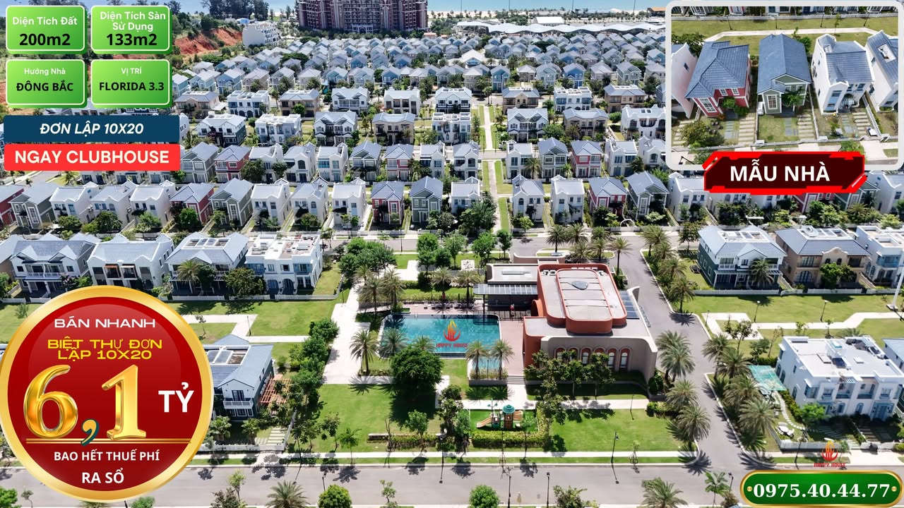 Biệt thự đơn lập Novaworld Phan Thiết 200m² giá 6.1 tỷ - Vị trí đắc địa, đối diện clubhouse!