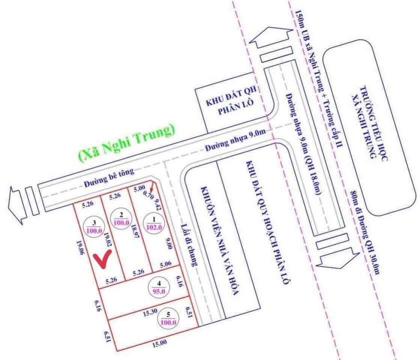Đất nền Xóm 5, Nghi Trung 100m² giá 1,7 tỷ - Đường bê tông thông thoáng!