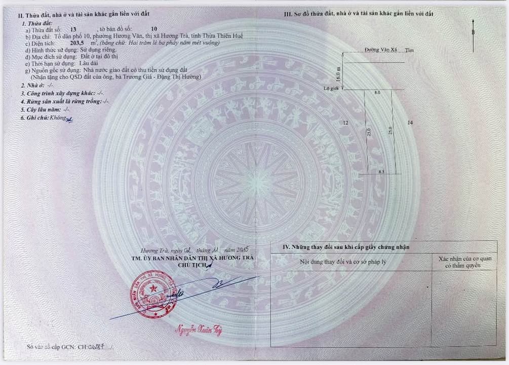 Đất nền liền kề tổ 10 Hương Văn 202m² giá 1.763 tỷ - Cơ hội đầu tư tuyệt vời!