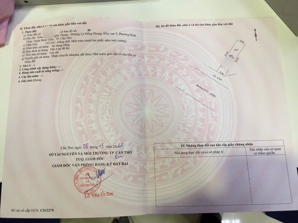 Đất nền KDC Ngân Thuận Cần Thơ 112m² giá 3.25 tỷ - Sổ hồng riêng, công chứng ngay!