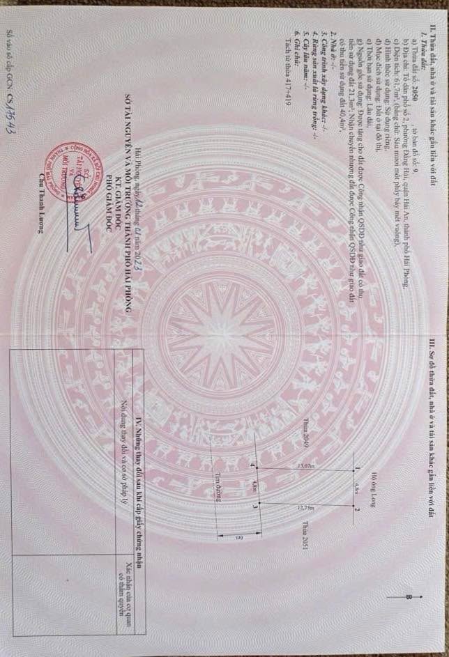 Đất nền chính chủ tại Đồng Dứa, Hải Phòng 61.7m² giá 4.227 tỷ - Cơ hội đầu tư tuyệt vời!