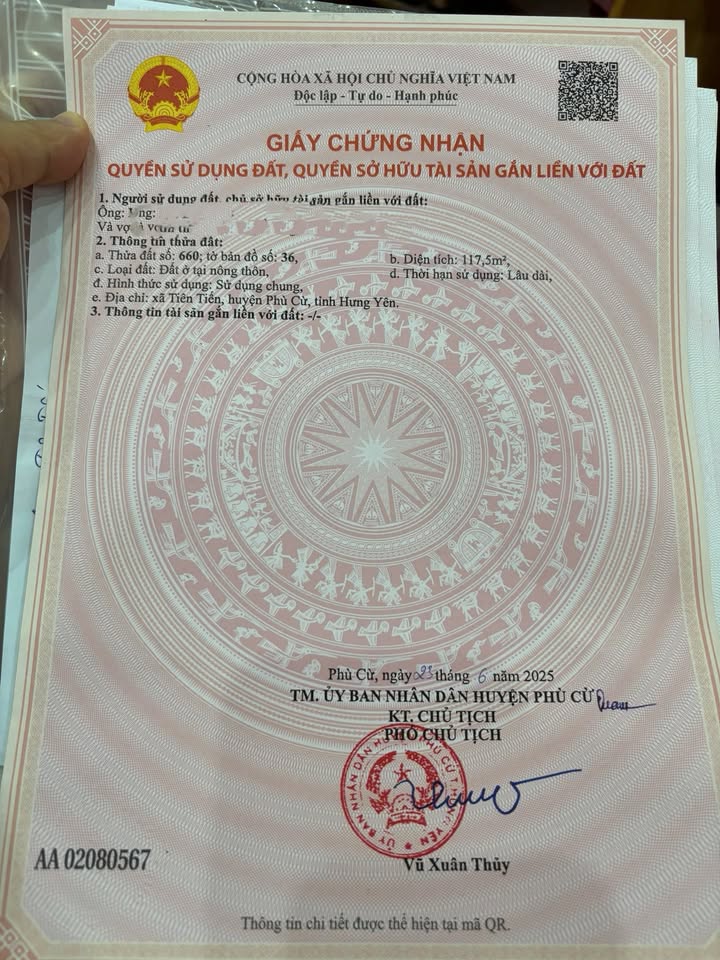 Đất nền xã Tiên Tiến, huyện Phù Cừ 117,5m² giá 2,75 tỷ - Pháp lý rõ ràng, sẵn sàng giao dịch!