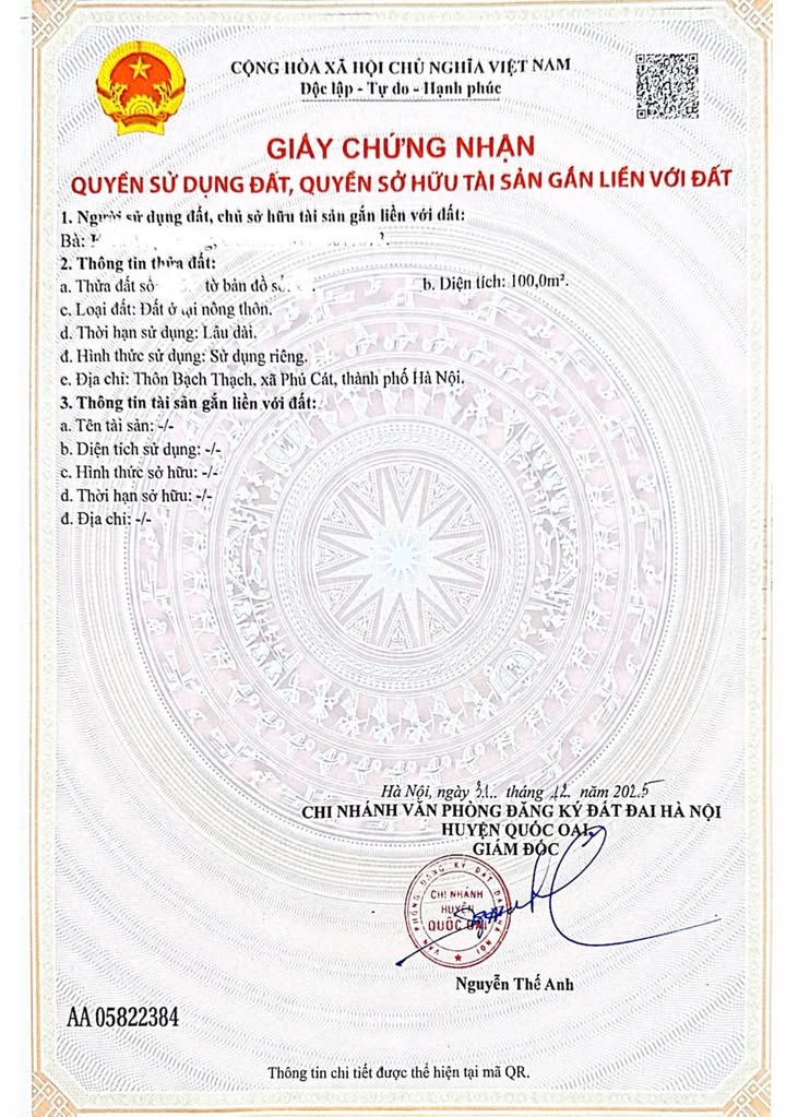 Đất thổ cư Phú Cát - Quốc Oai 100m² giá thương lượng - Đường ô tô vào tận nơi!