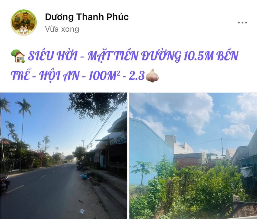 Nhà mặt tiền đường 10.5m Bến Trể - Hội An 100m² giá 20.825 tỷ - Cơ hội đầu tư tuyệt vời!
