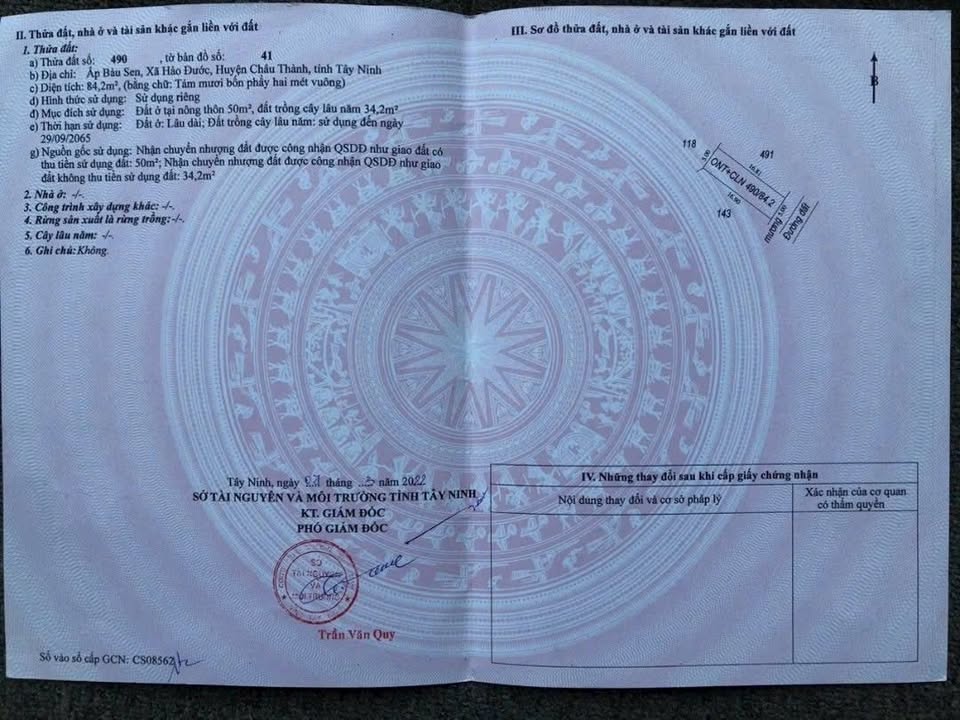 Đất nền Ấp Bàu Sen, Hảo Đước, Tây Ninh 85m² giá chỉ 99 triệu - Bán gấp!