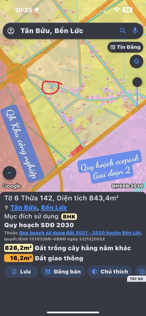 Đất vườn 843m² mặt tiền kênh Tân Bửu - Giá chỉ 1.5 tỷ VND