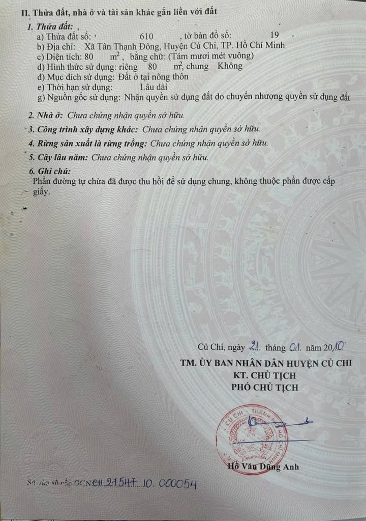 Đất thổ cư 80m² xã Phú Hòa Đông, Củ Chi giá 1 tỷ - Đầu tư sinh lời!