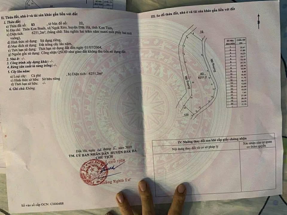 Đất nền 2160m² tại xã Ngọc Réo, huyện Đắk Hà - Pháp lý sổ hồng đầy đủ