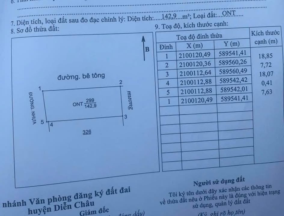 Đất nền 142.9m² xóm 2 Diễn Thành, Diễn Châu giá 2 tỷ - Sổ đỏ chính chủ