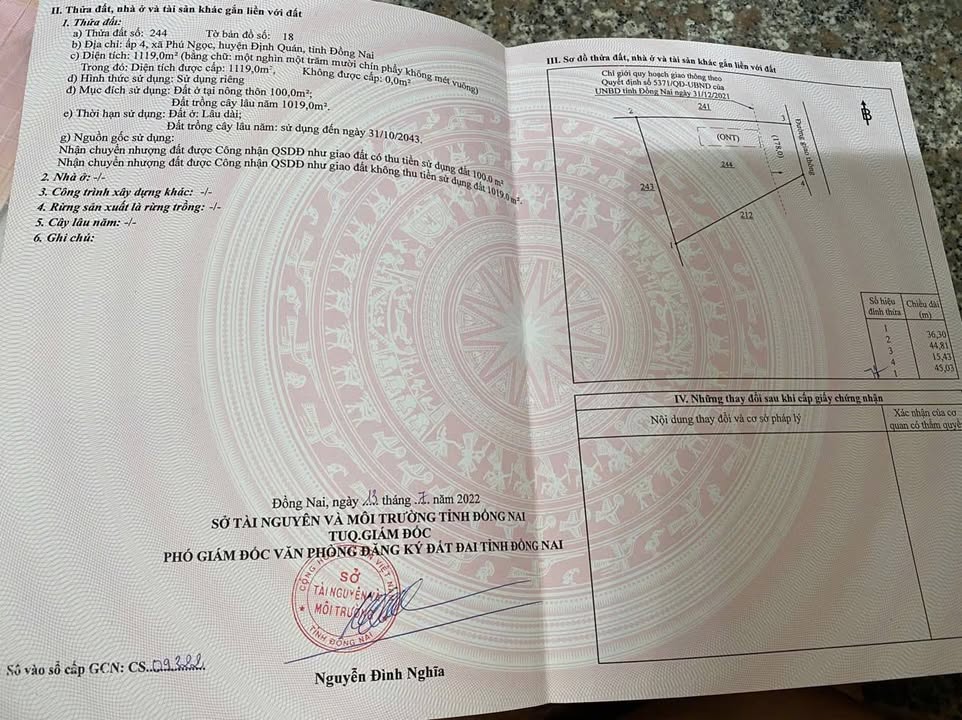 Đất nền đẹp tại Xã Phú Ngọc, Huyện Định Quán, 1100m² chỉ 2.85 tỷ - Cơ hội vàng đầu tư!