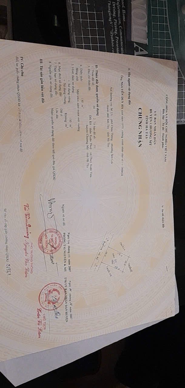 Đất nền 150m² tại K6, Xã Thủy Xuân Tiên, Chương Mỹ - Giá 3 tỷ, chính chủ bán gấp!