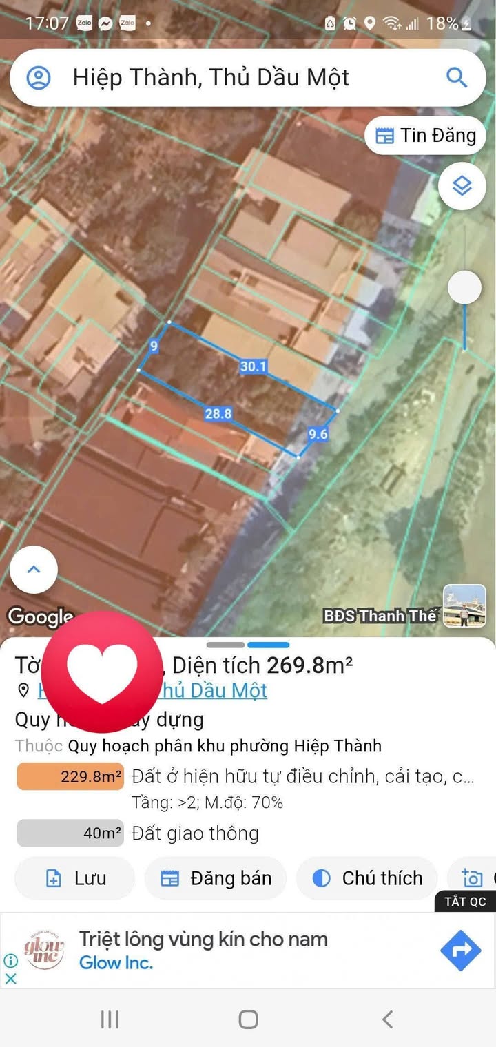 Đất nền Phường Hiệp Thành 261m² giá 5 tỷ - Vị trí đắc địa gần trường Hùng Vương