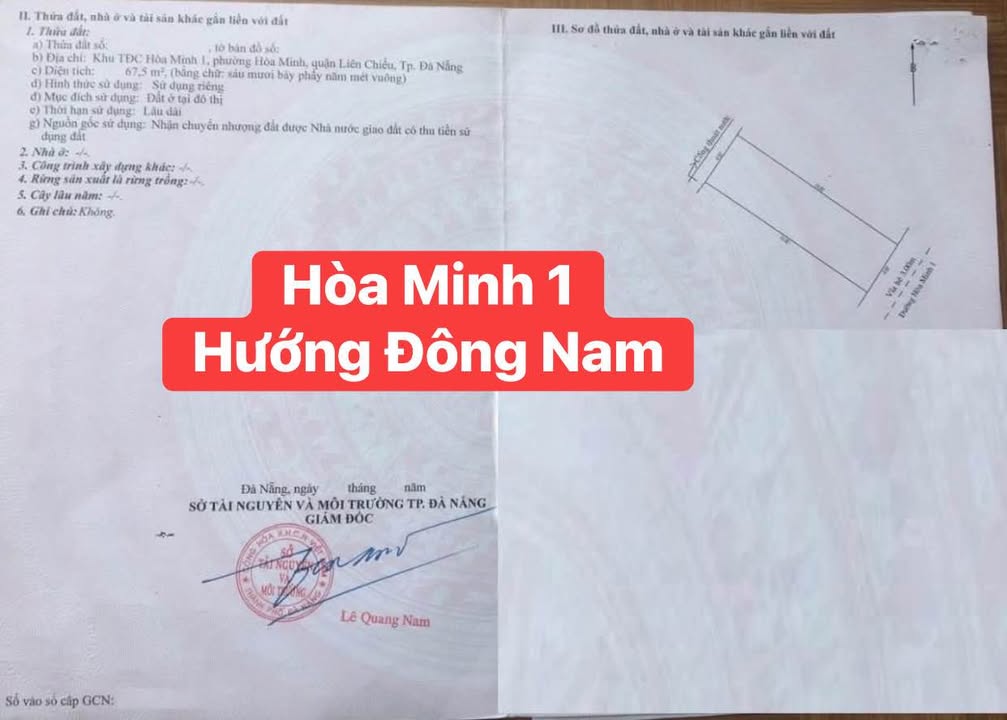 Đất mặt tiền Hòa Minh 1, Quận Liên Chiểu, 67m² giá 5.3 tỷ - Gần biển, vị trí đẹp!