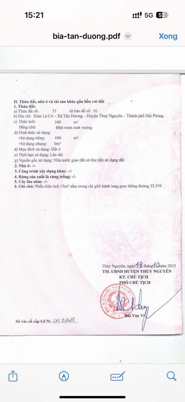 Lô đất mặt đường 359 - Thủy Đường - 100m² giá 12 tỷ - Đầu tư sinh lời ngay!