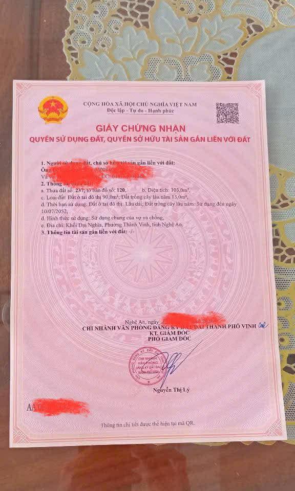 Đất chính chủ tại Phường Đông Vĩnh, TP Vinh 100m² - Giá thỏa thuận hấp dẫn!