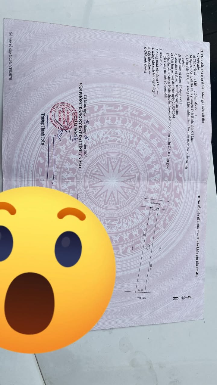 Đất nền 1464m² tại Ấp 1, Xã Hồ Thị Kỷ, Cà Mau - Vị trí đắc địa, tiềm năng phát triển