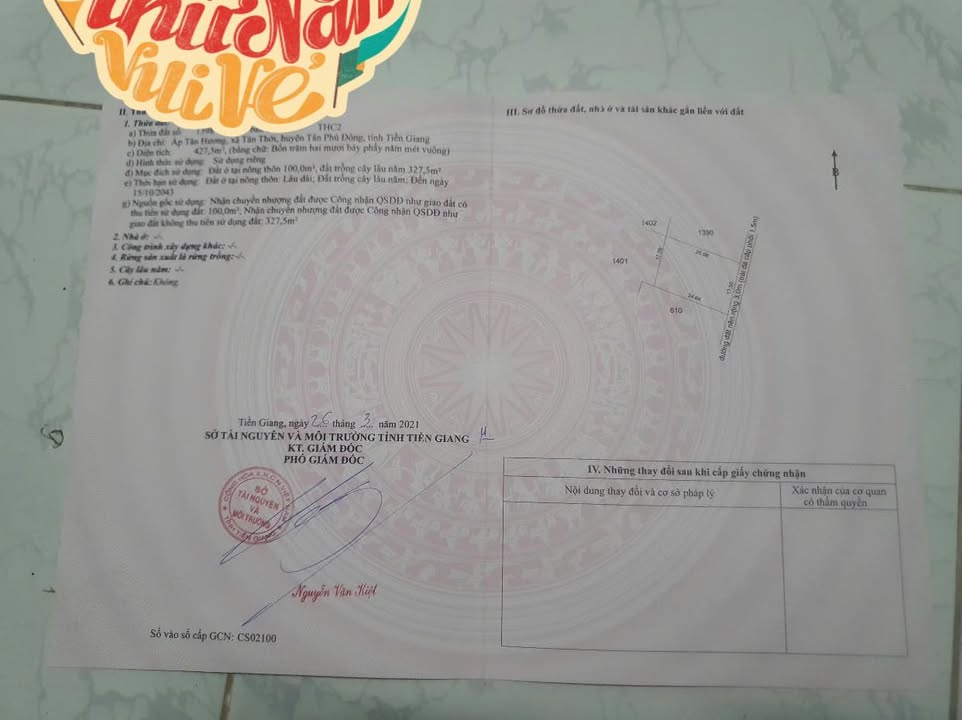 Đất vườn 1.200m² tại Ấp Tân Hương, Tiền Giang - Chỉ 549 triệu!