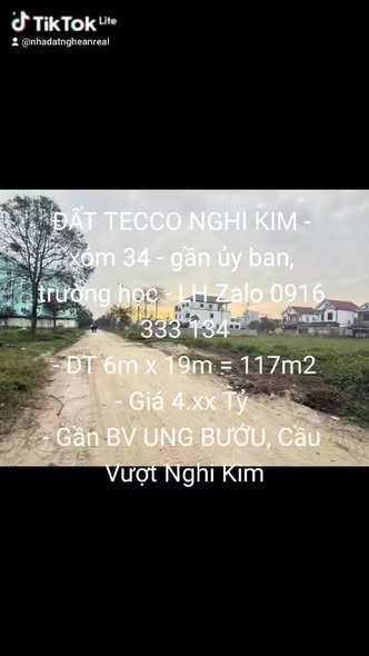 Đất TECCO Nghi Kim, TP Vinh 117m² giá 4 tỷ - Vị trí đắc địa gần ủy ban!