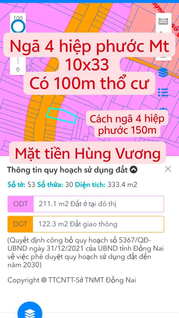 FrontHouse Ấp 3, Đường Hùng Vương 330m² - Vị trí đắc địa gần ngã 4 Hiệp Phước!