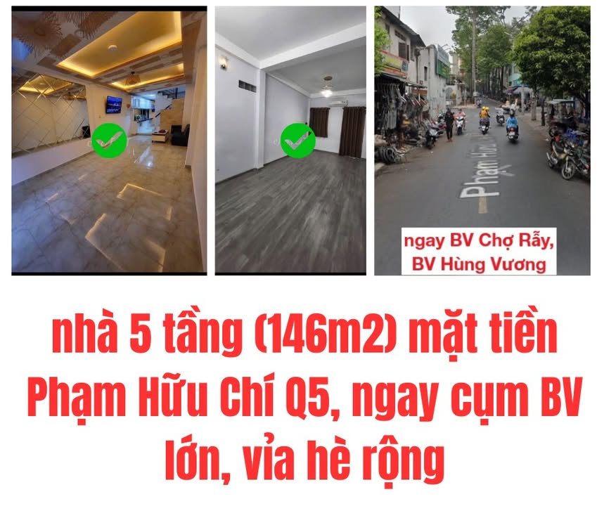 Cho thuê nhà 5 tầng mặt tiền Phạm Hữu Chí, Quận 5, 146m² - Cơ hội kinh doanh lý tưởng!