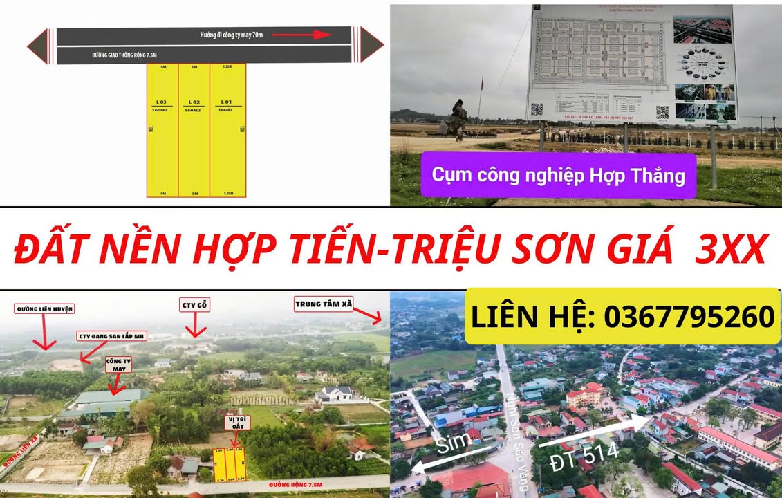 Đất thổ cư 160m² Hợp Tiến - Triệu Sơn chỉ 300 triệu - Sổ đỏ chính chủ!