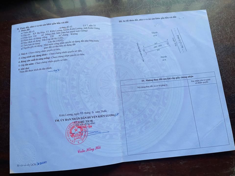 Đất nền Nam Ba Hòn Kiên Giang 120m² giá 750 triệu - Sổ hồng chính chủ!