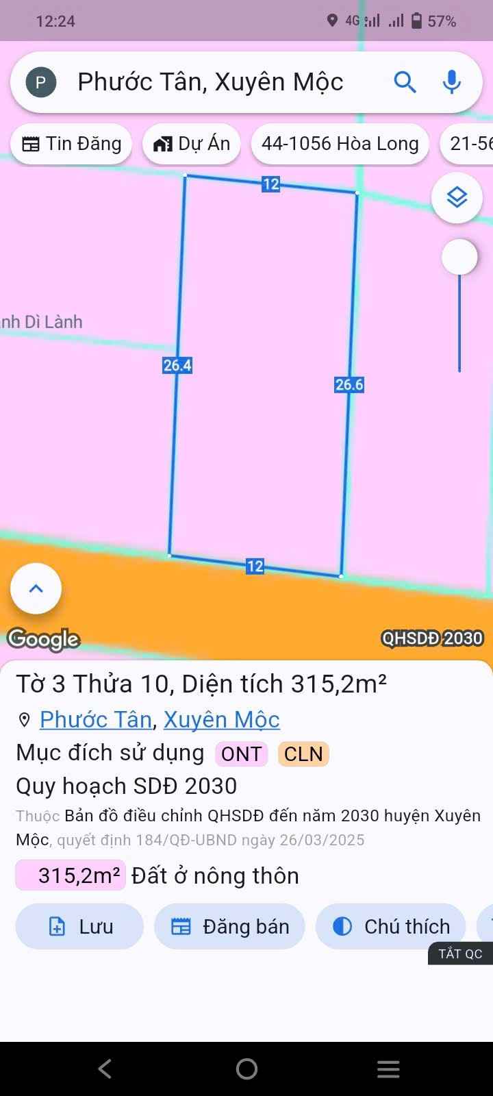 Đất mặt tiền đường nhựa tim vàng Phước Tân, Xuyên Mộc 312m² - Cơ hội đầu tư tuyệt vời!