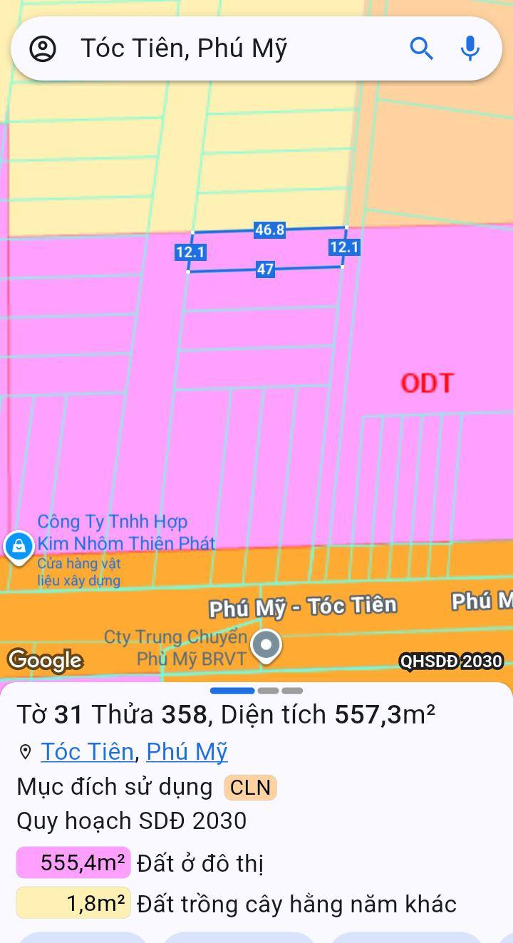 Đất nền bán gấp tại Tóc Tiên, 557m² chỉ 1.05 tỷ - Vị trí đắc địa!