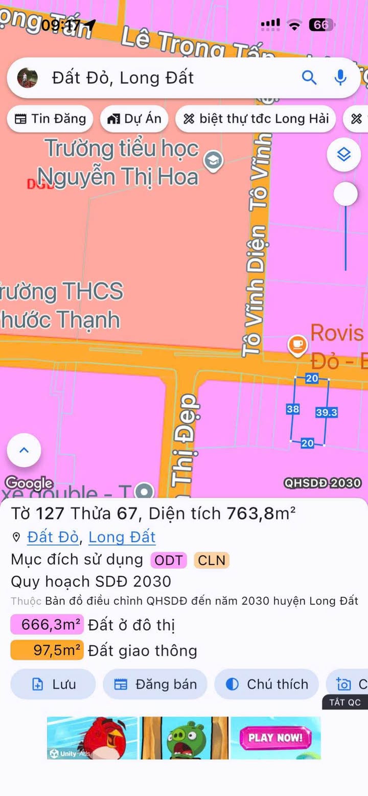 Đất nền Đất Đỏ 763m² giá 3.5 tỷ - Đối diện trường học, cơ hội đầu tư tuyệt vời!