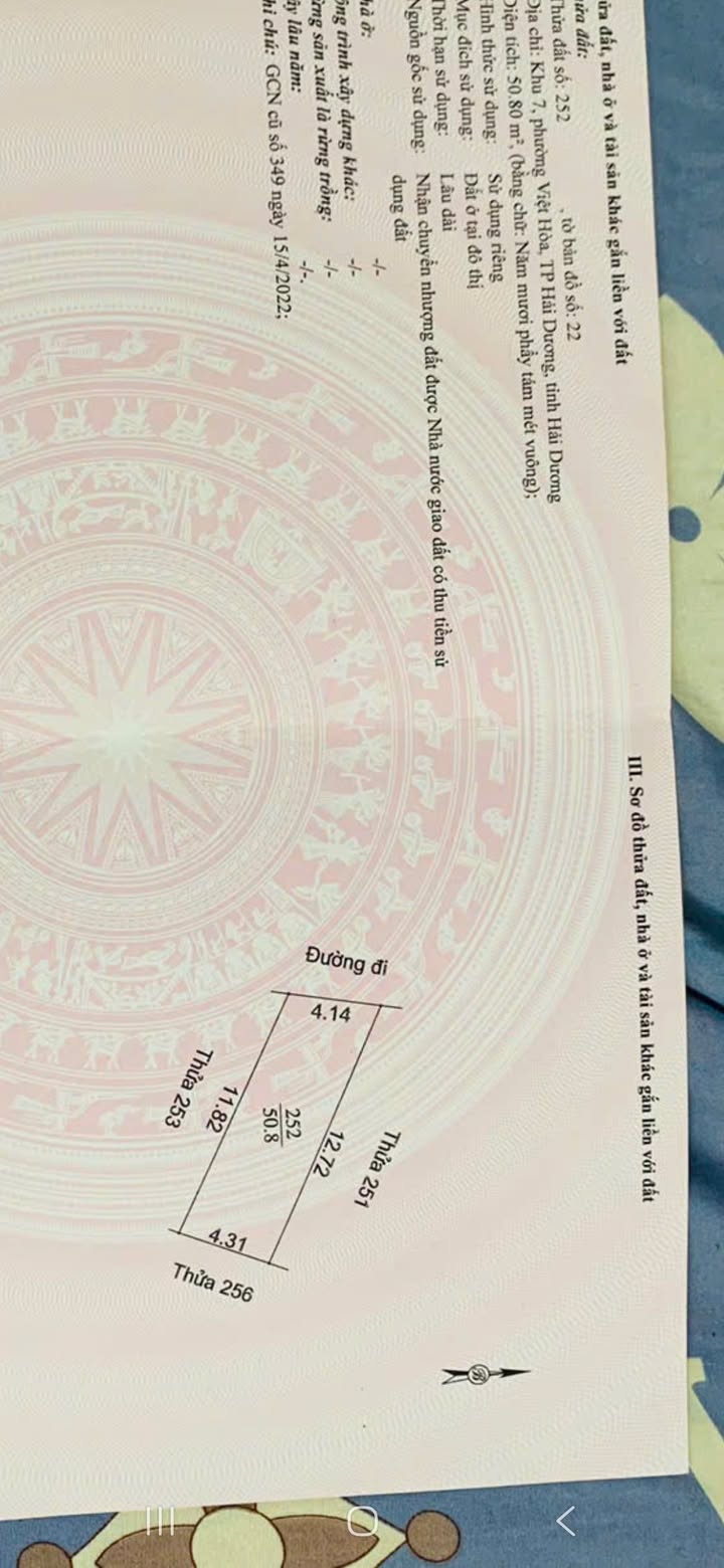 Đất nền khu 7 Việt Hòa 50.8m² giá chỉ 1 tỷ - Chính chủ bán gấp!