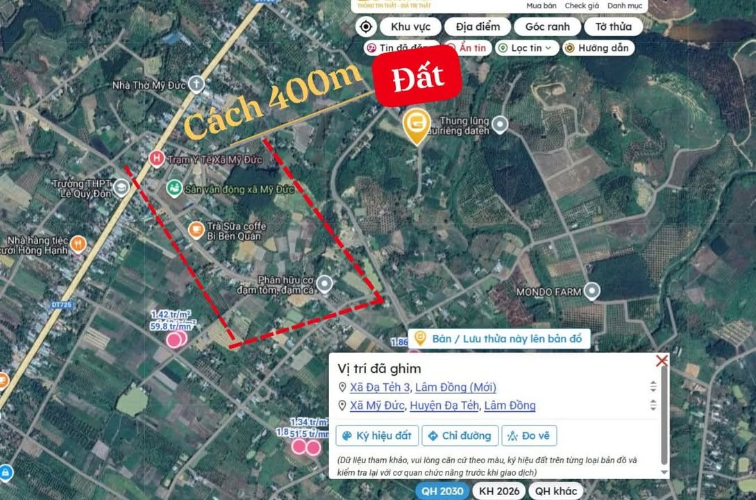 Đất thổ cư 10.900m² tại Thị trấn Đạ Tẻh, Lâm Đồng - Giá chỉ 2.95 tỷ!