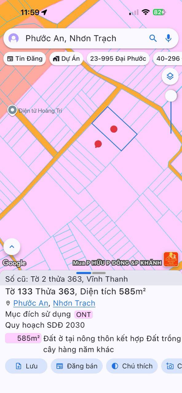 Đất nền xã Vĩnh Thanh, Nhơn Trạch 1170m² - Đầu tư sinh lời lý tưởng!