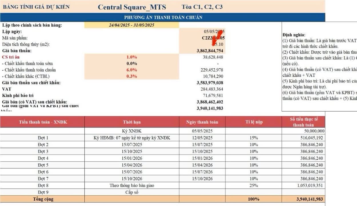 Căn hộ 2 ngủ góc Vinhomes Ocean Park 65m² giá 4 tỷ - View nội khu đẹp!