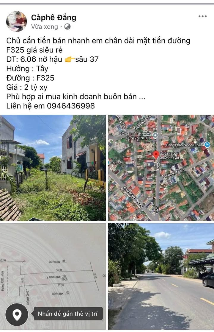 Nhà mặt tiền đường F325, Phường Bắc Lý, 224m² giá 2 tỷ - Cơ hội đầu tư lý tưởng!