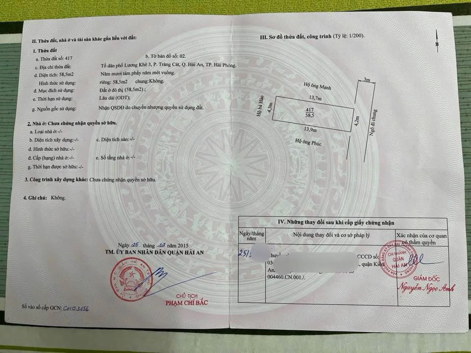 Lô đất mặt ngõ 172 Cát Linh, Hải An, 58.5m² giá 1.95 tỷ - Sổ đỏ chính chủ!