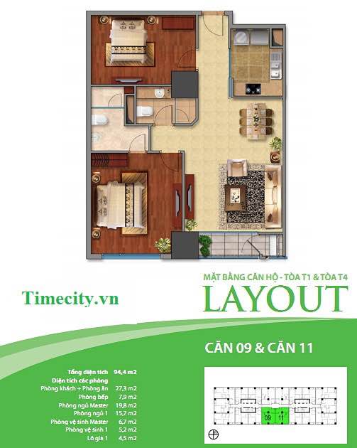 Căn hộ Times City 95m² giá 9.8 tỷ - Nhà mới, sẵn sàng vào ở!