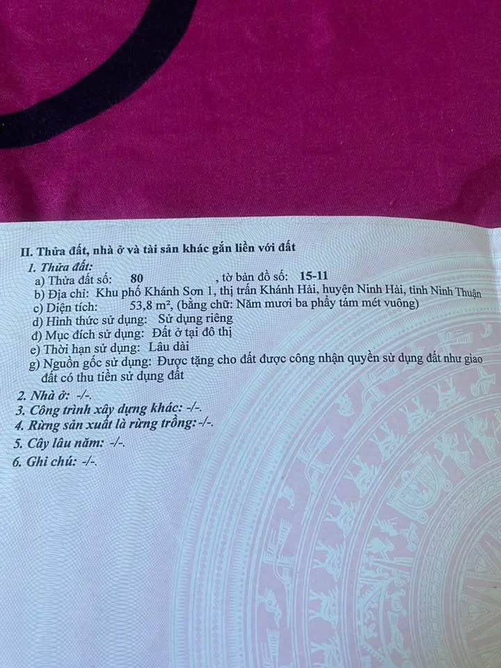 Đất thổ cư lô góc tại thị trấn Khánh Hải 53.8m² giá 7xx triệu - Cách biển Ninh Chữ chỉ 3 phút!