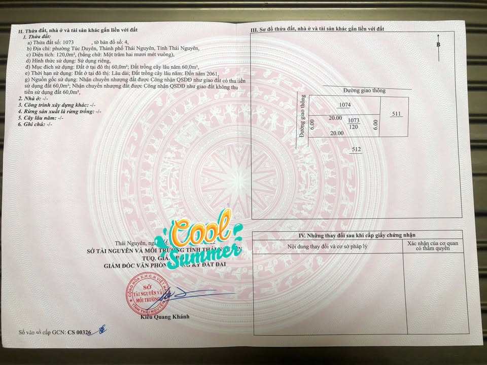 Đất nền Chợ Túc Duyên 120m² giá 3 tỷ - Sổ hồng chính chủ