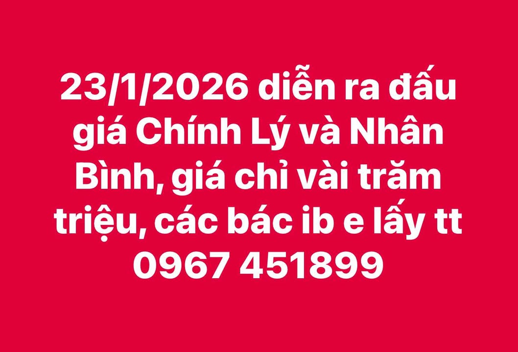Đất nền đấu giá Nhân Bình - Lý Nhân, 126m², chỉ từ 200 triệu - Đầu tư sinh lời ngay!
